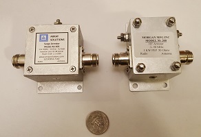 front view of the Array Solutions AS-303 and the Morgan M-300 arrestors
